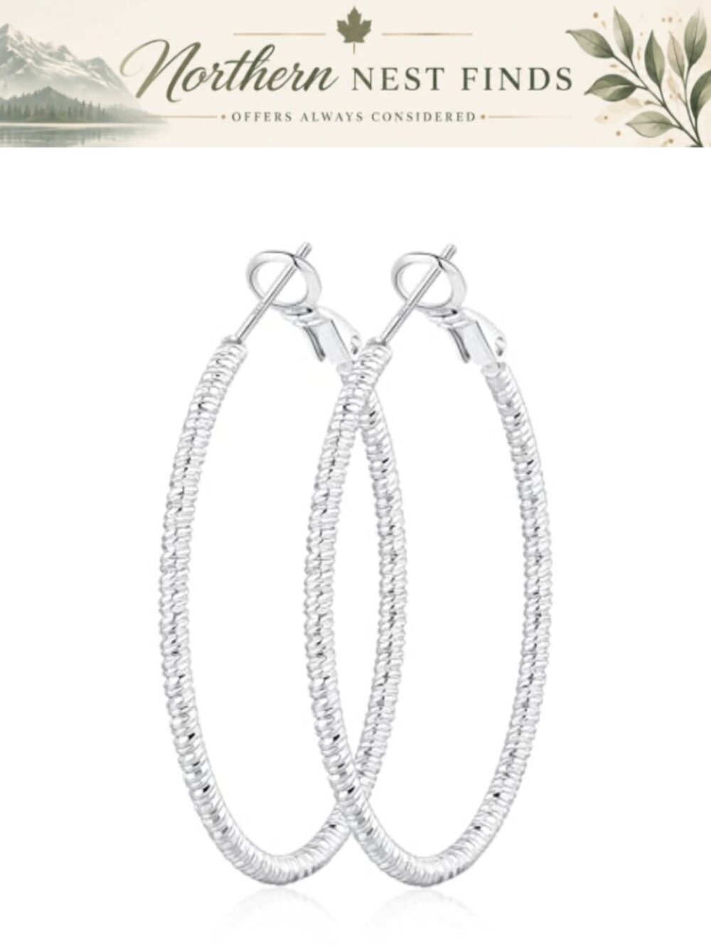 2mm Thin 925 Sterling Silver Hoop Earrings Hypoallergenic Lightweight Large